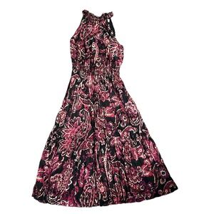 Nicole Miller multi color crinkle halter dress